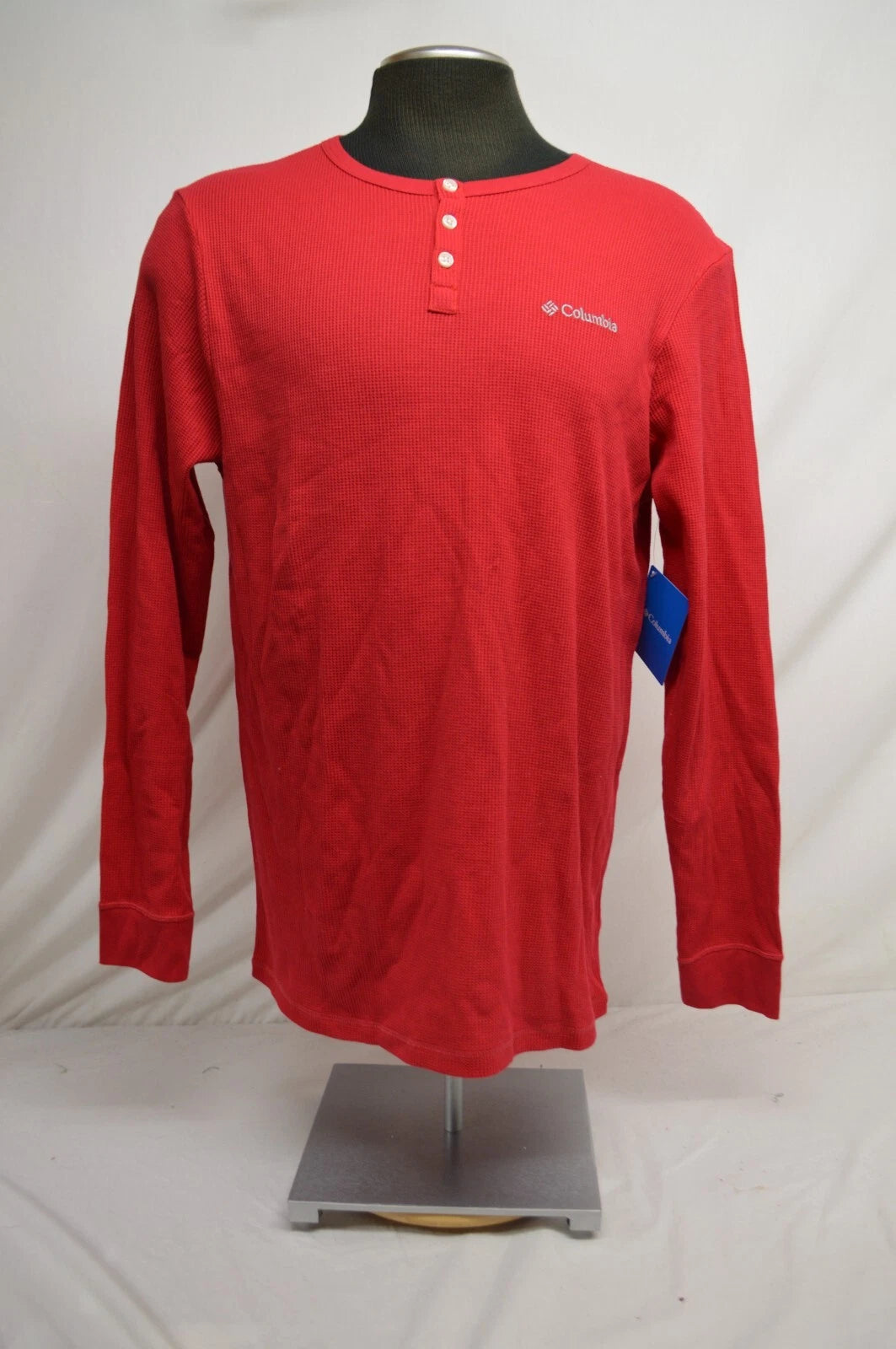 NEW Columbia Men's RED Pine Peak™ Waffle Long Sleeve Crew Cotton Blend MED