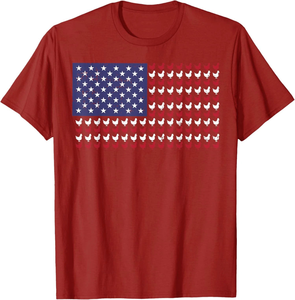 4Th Of July American Flag Chickens Farm Patriotic Unisex T-Shirt