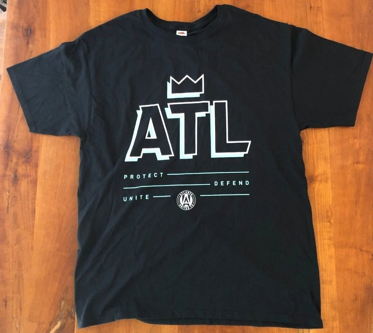 Atlanta United Size (L) T-Shirt - Black Green Mint - Protect Defend Unite