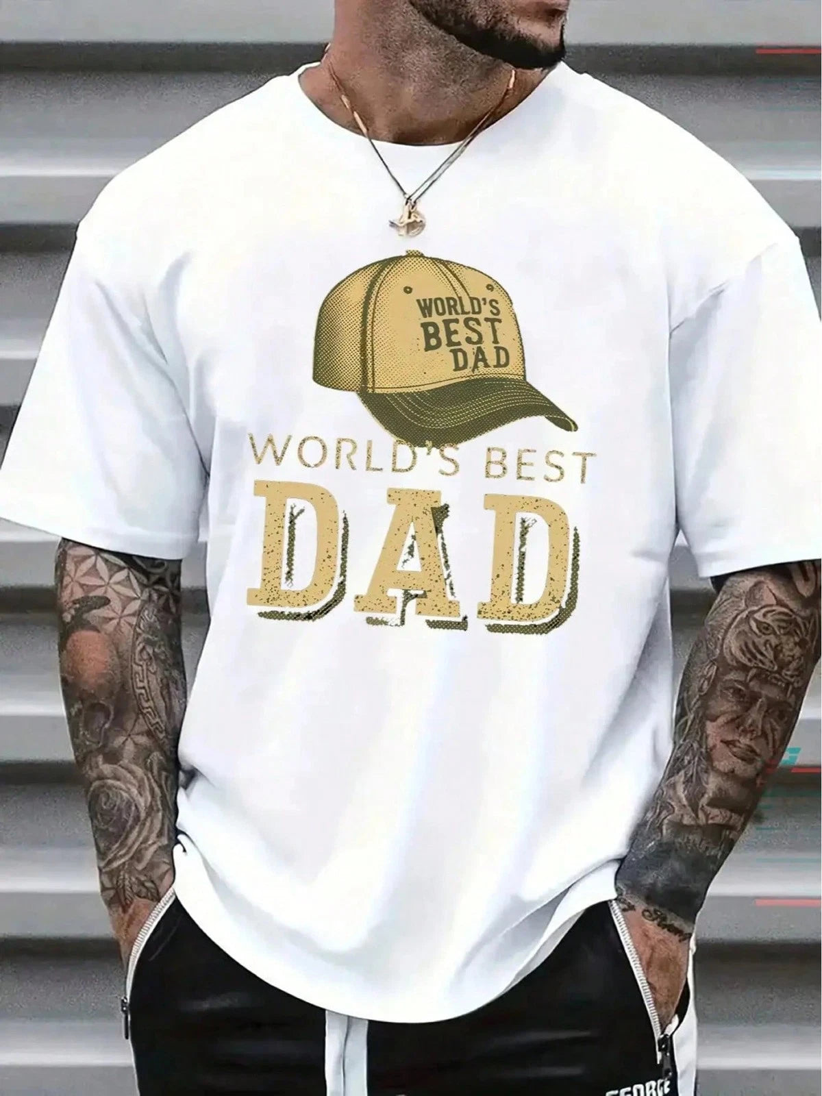 Men's World's Best Dad Men's Tee, Vintage Graphic Short Sleeve Shirt for Father