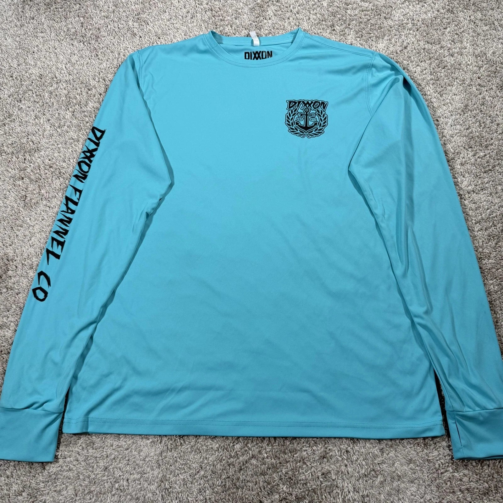 Dixxon Shirt Mens XL Blue Anchor Logo Long Sleeve Nautical Graphic Tee Fishing