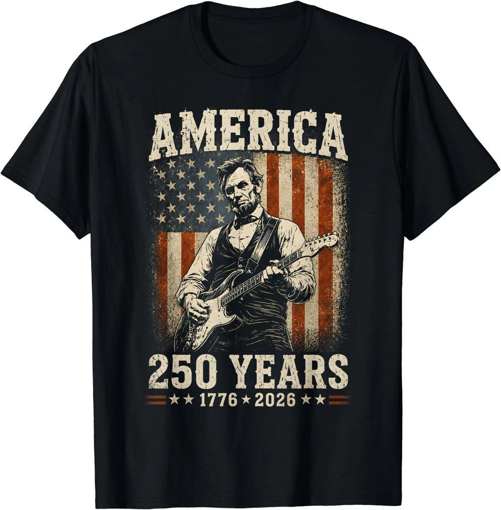 Abraham Lincoln Playing Guitar 4th July 250th Anniversary T-Shirt