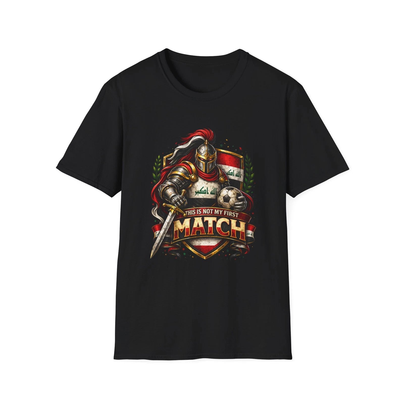 Iraq Soccer Knight Crest T-Shirt This Is Not My First Match Football Tee