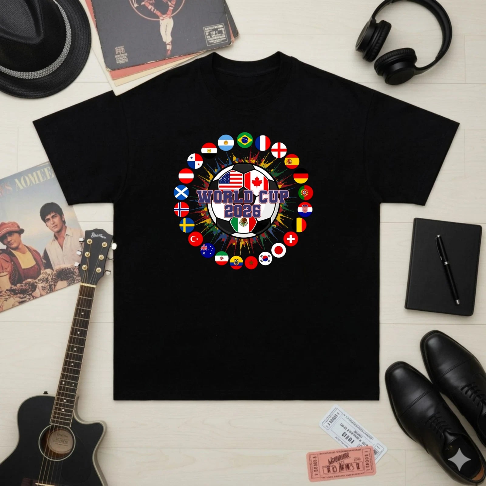 World Cup 2026 T-Shirt, Soccer Ball with Flags Shirt, Soccer Fan Tee