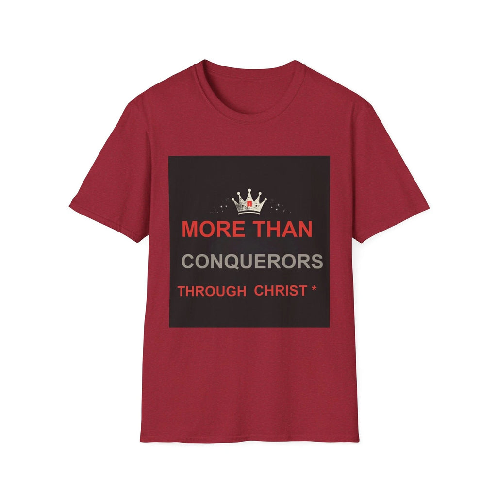 Inspirational Unisex Softstyle 100% Cotton T-Shirt "More Than Conquerors...."