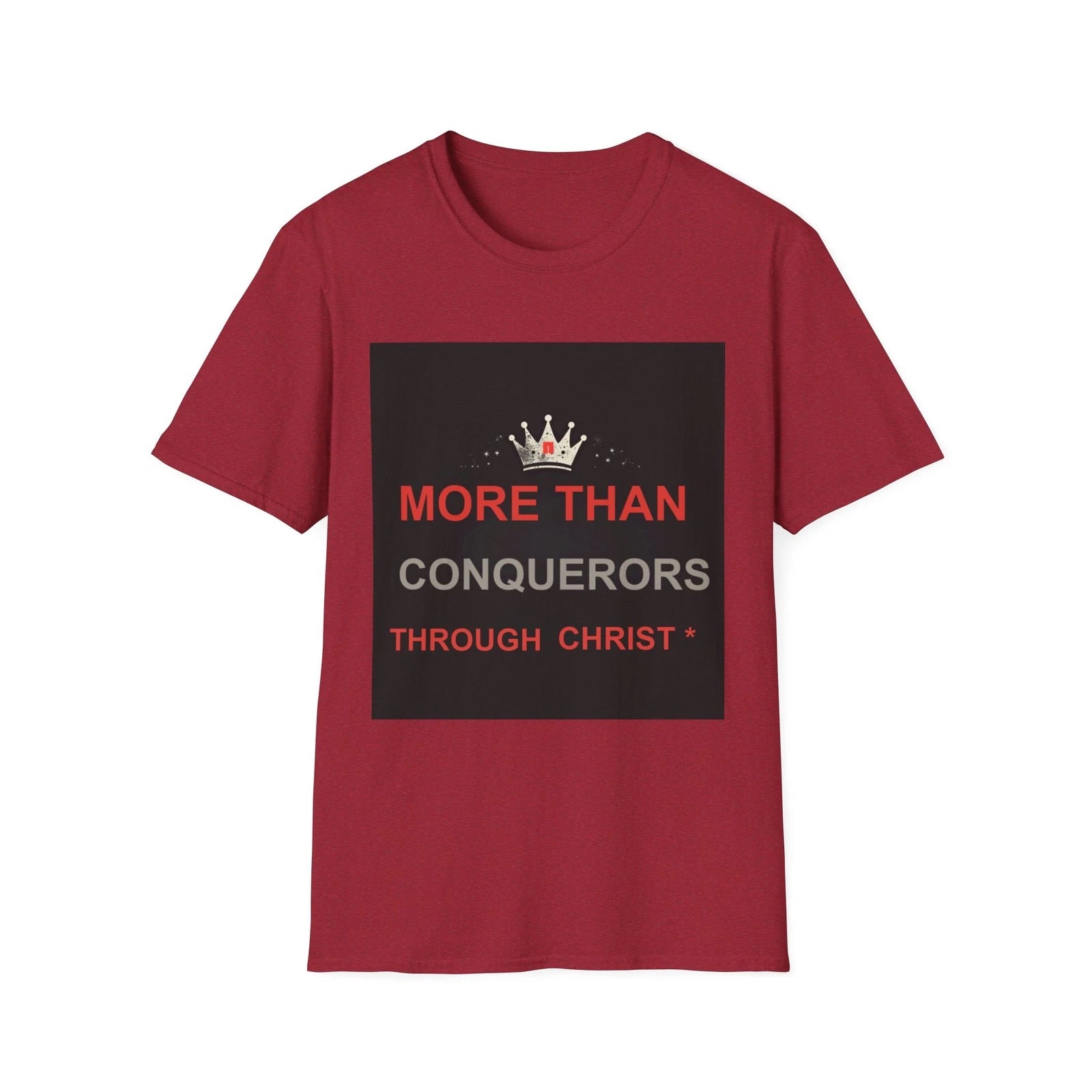 Inspirational Unisex Softstyle 100% Cotton T-Shirt "More Than Conquerors...."