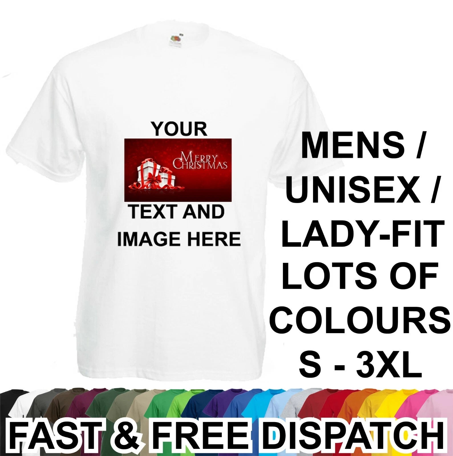Personalised T-Shirt Custom Image / Text Printed All Any Occasion