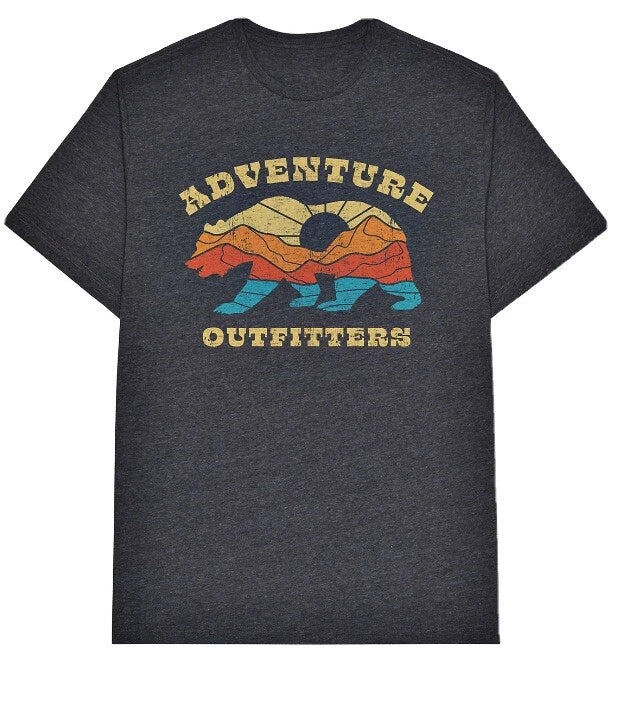 Mens Graphic T-shirt Adventure Outfitters Bear Size XL Tall Gray