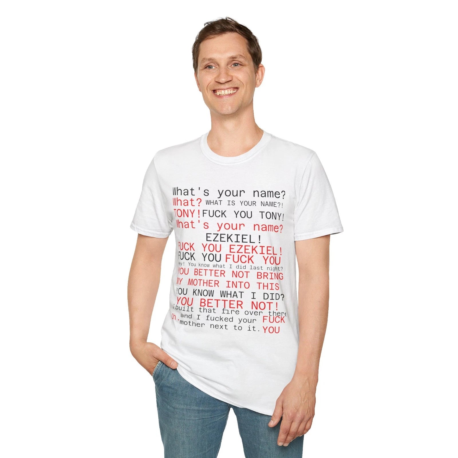What Is Your Name Meme T-Shirt Tony Ezekiel Casual Crew Neck Short Sleeve