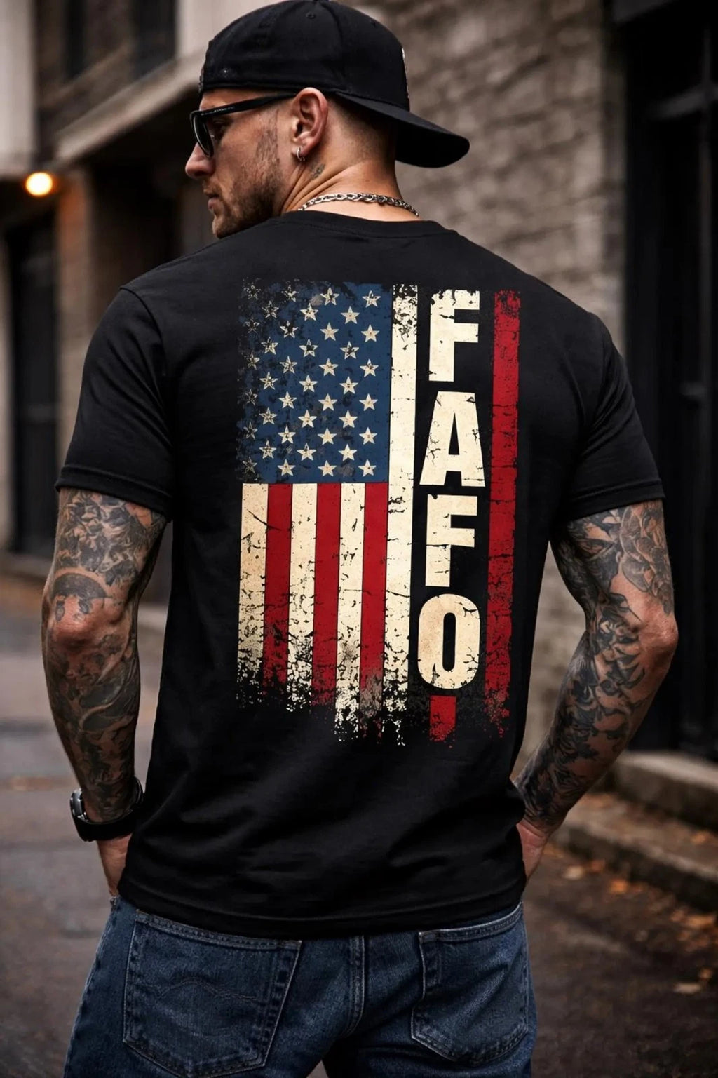 FAFO American Flag Shirt, Distressed USA Flag Tee, Patriotic Back Print Top