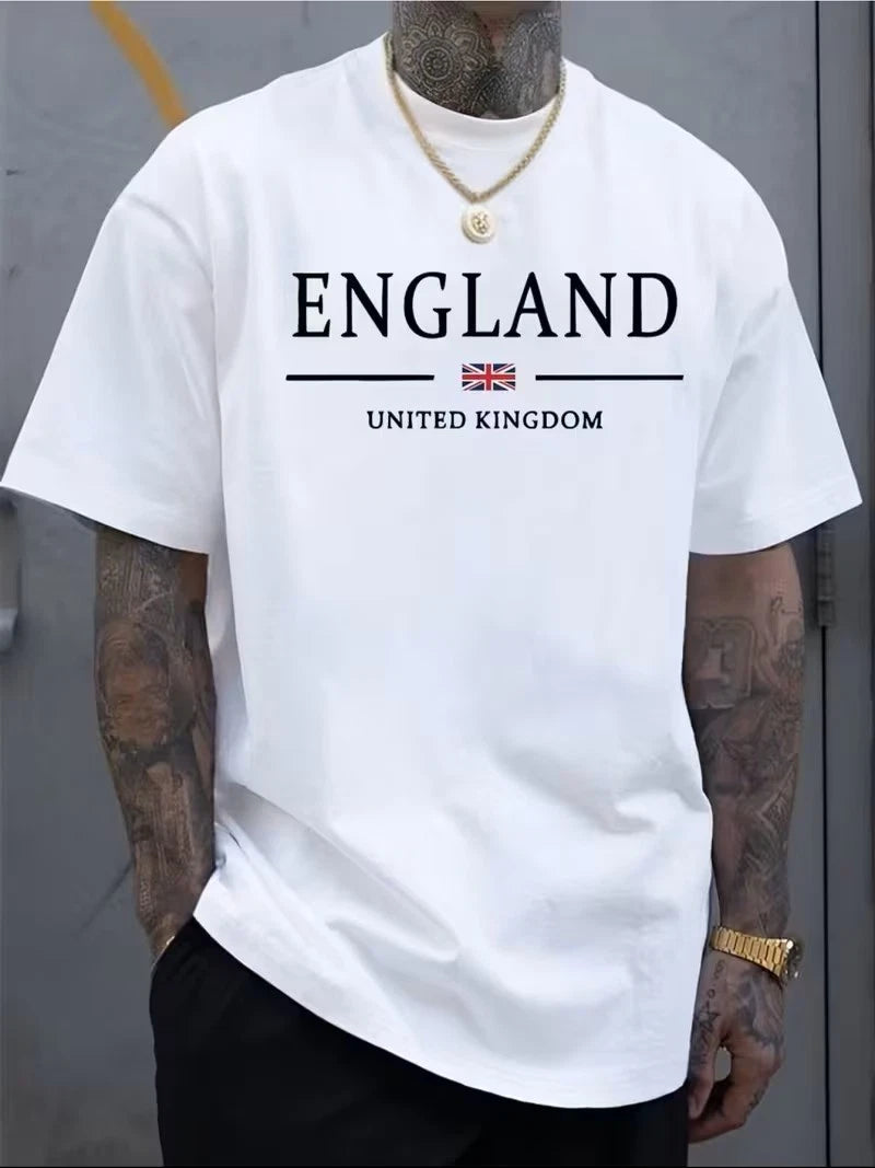 Men's England UK Union Jack Flag T Shirt Cotton Patriotic Graphic Print Tee