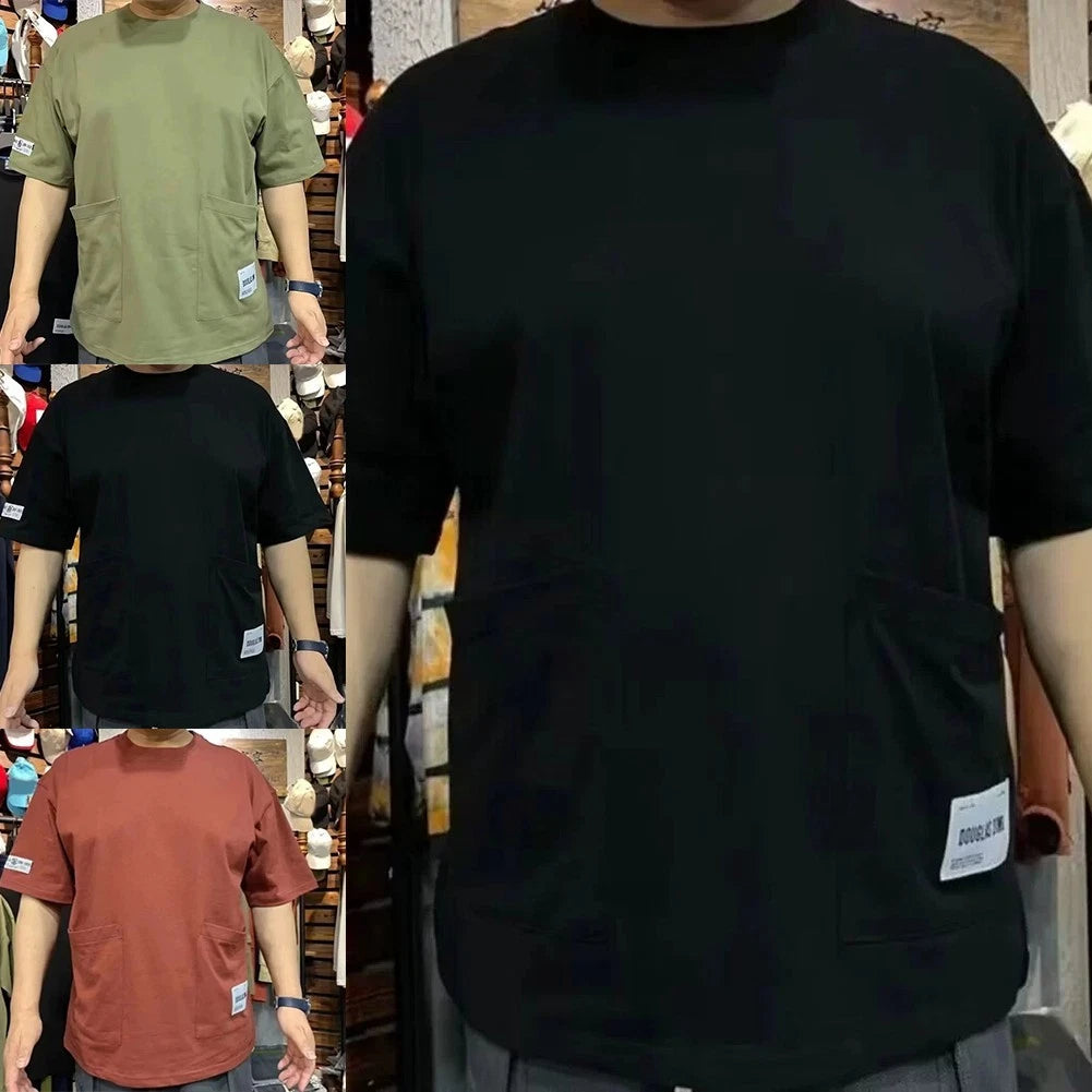 Trendy Mens Casual Summer Short Sleeve T Shirt Featuring Multi Pocket Design
