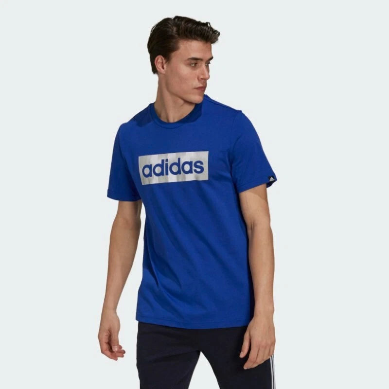 ADIDAS Men's Blue Box Logo Graphic Tee RRP £30