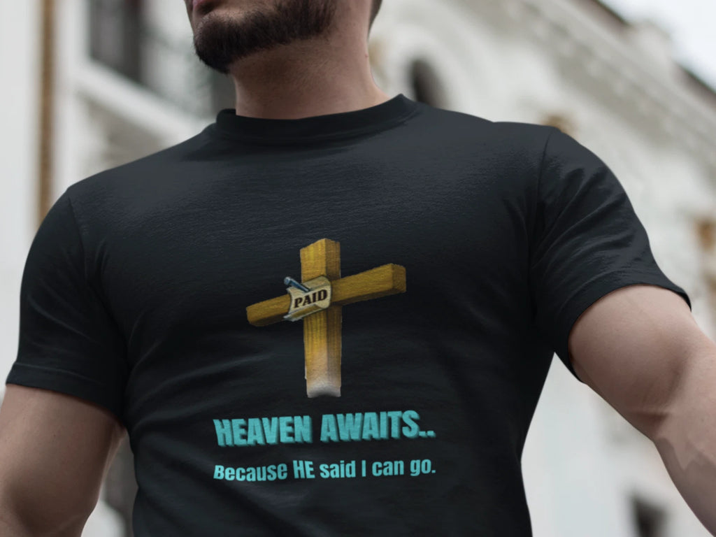 Heaven Awaits Cross T-Shirt | Christian Faith Typography Tee