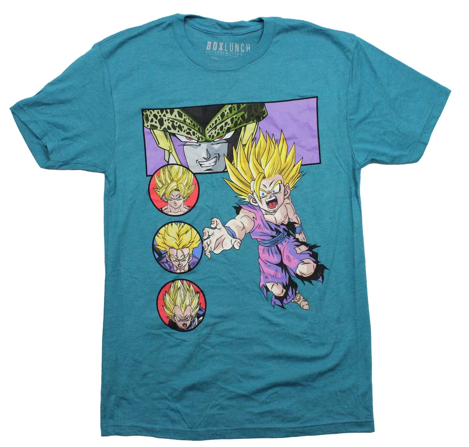 Dragon Ball Z New Adult T-Shirt - Cell Behind 3 Circled Sayians Circle Images