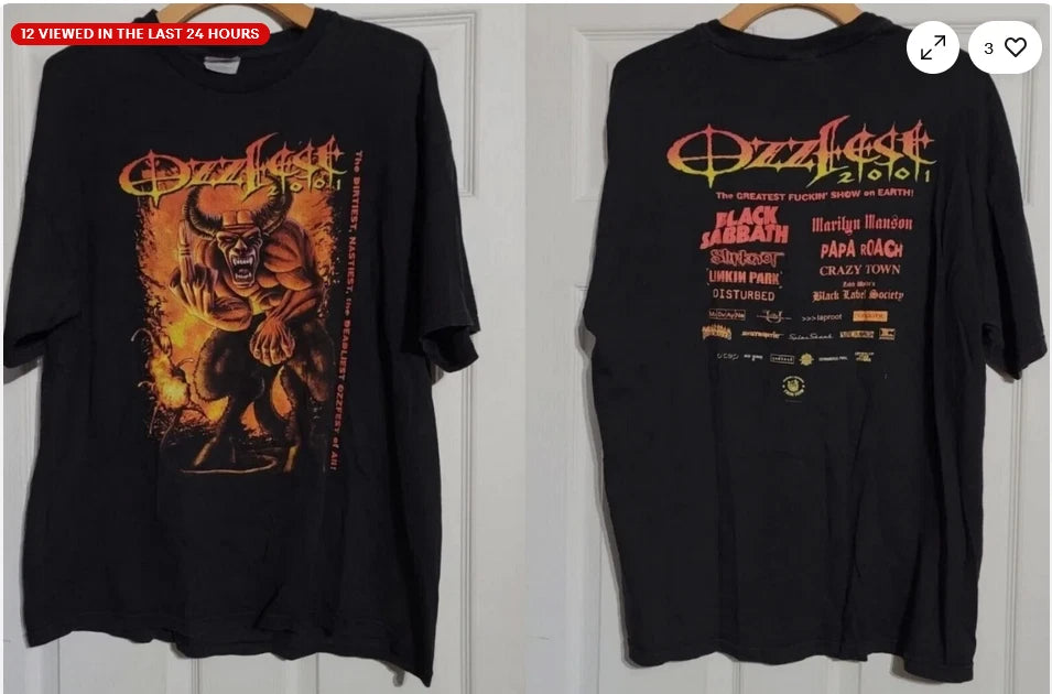 VTG 2001 Ozzfest Tour Concert Rock Heavy Metal T-Shirt S-5XL
