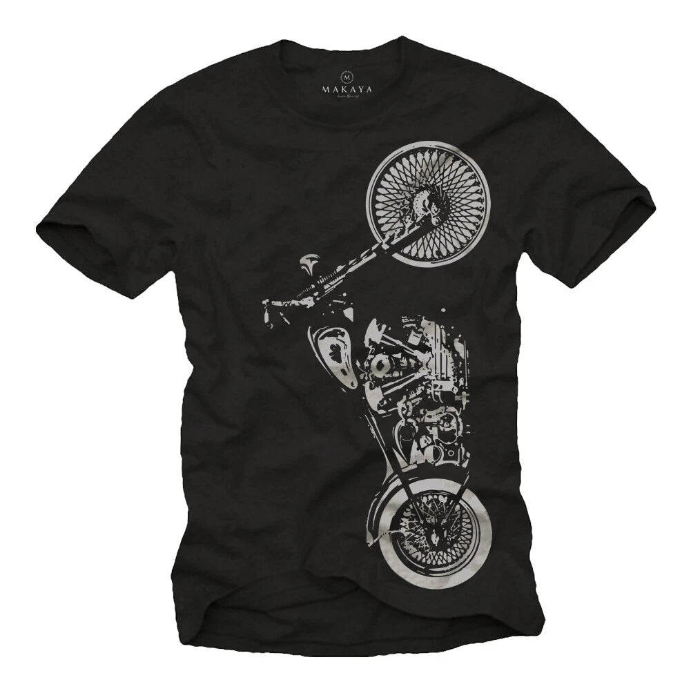 Motorcycle Rocker Mens T-Shirt with Custom Chopper - Mens Biker Shirt