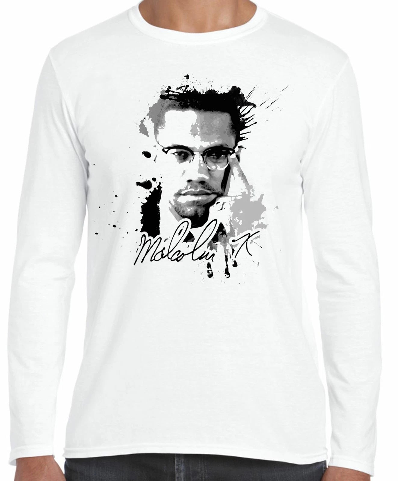 Malcolm X Grunge Model T-Shirt - Black Fathers Civil Right