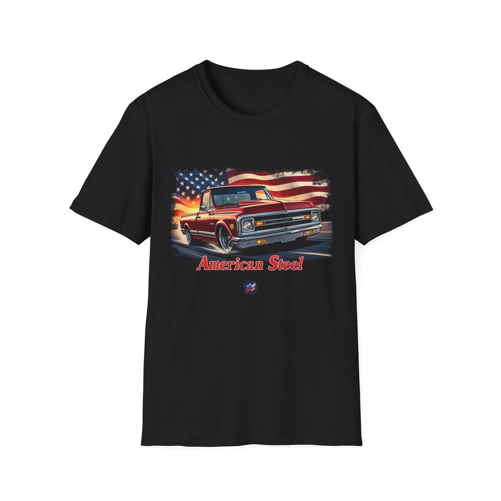 Chevy C10 Truck T-Shirt – Classic American Steel Vintage Pickup USA Flag Tee