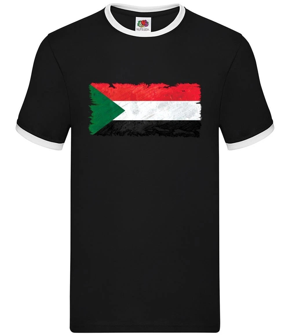 Sudan Grunge Style Flag - Mens Ringer - Sudanese Flags Country Travel