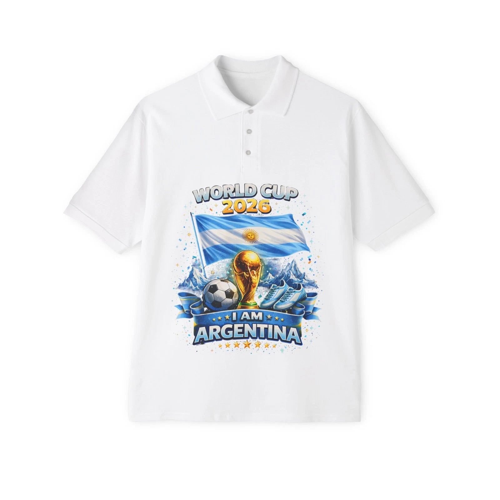 Argentina World Cup 2026 Polo | Soccer Trophy Flag Design