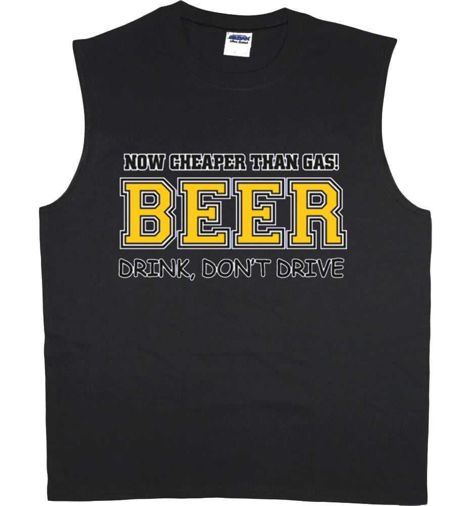 Mens Sleeveless T-shirt Muscle Tee Funny Beer Shirt Tank Top
