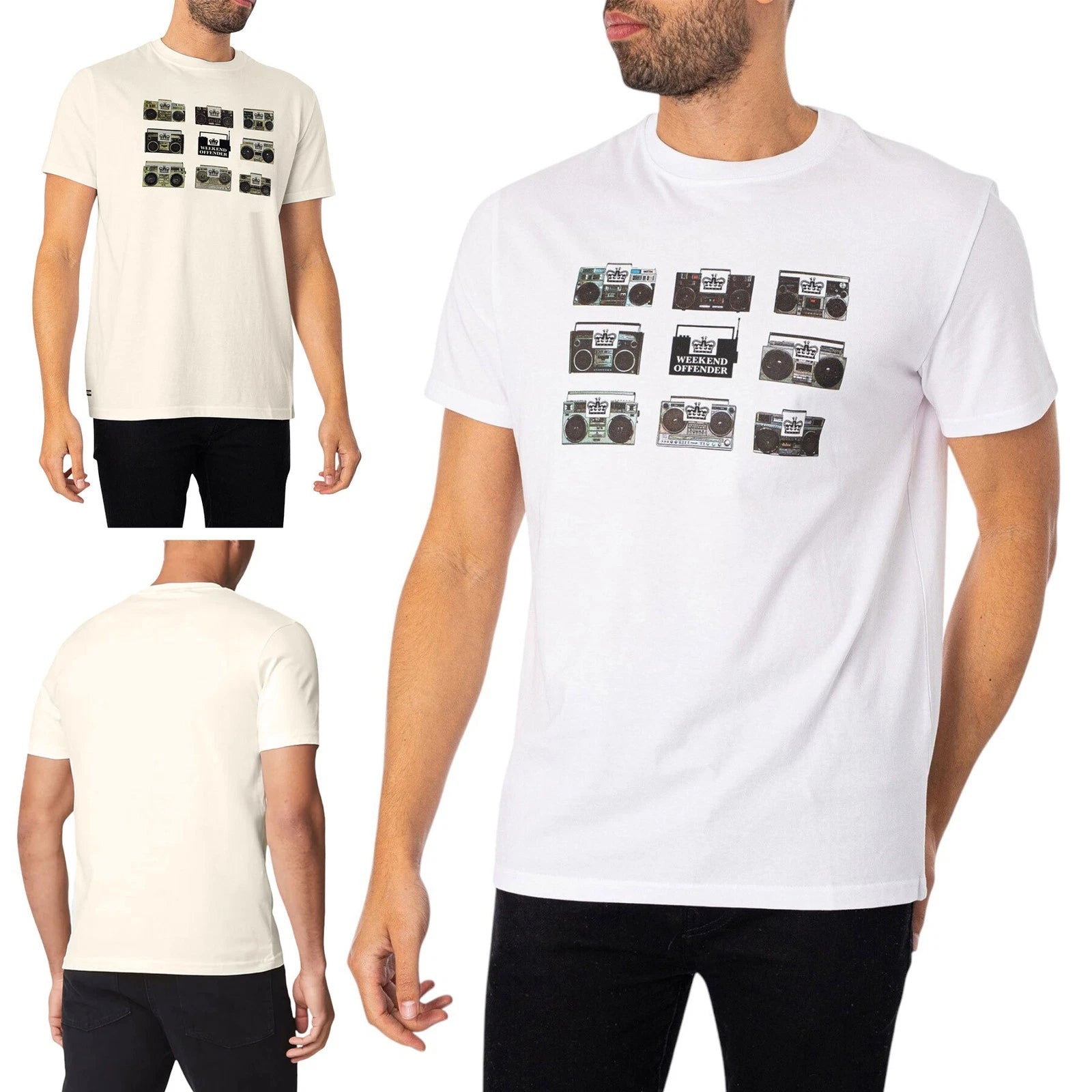 Weekend Offender Mens T Shirt Boombox Casual Cotton Short Sleeve Crew Neck Top