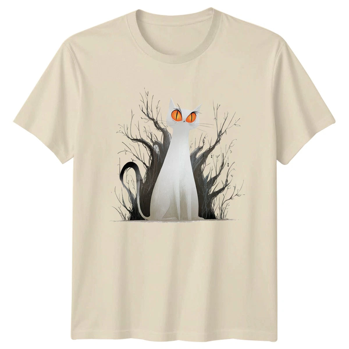 Spooky White Cat T-Shirt Halloween Ghost Cat Lovers Halloween Gift For Him