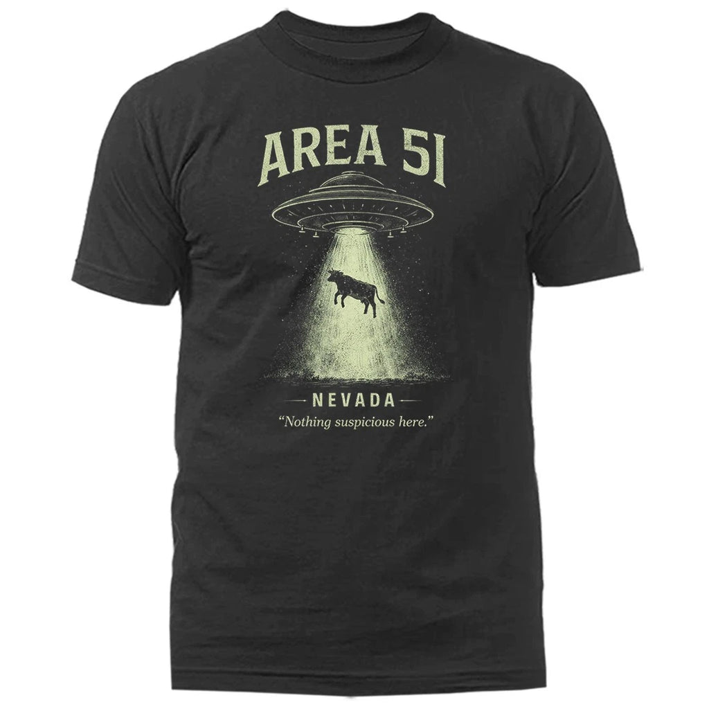 Area 51 UFO Alien Abduction Cow Nevada Sci Fi Humor T-Shirt