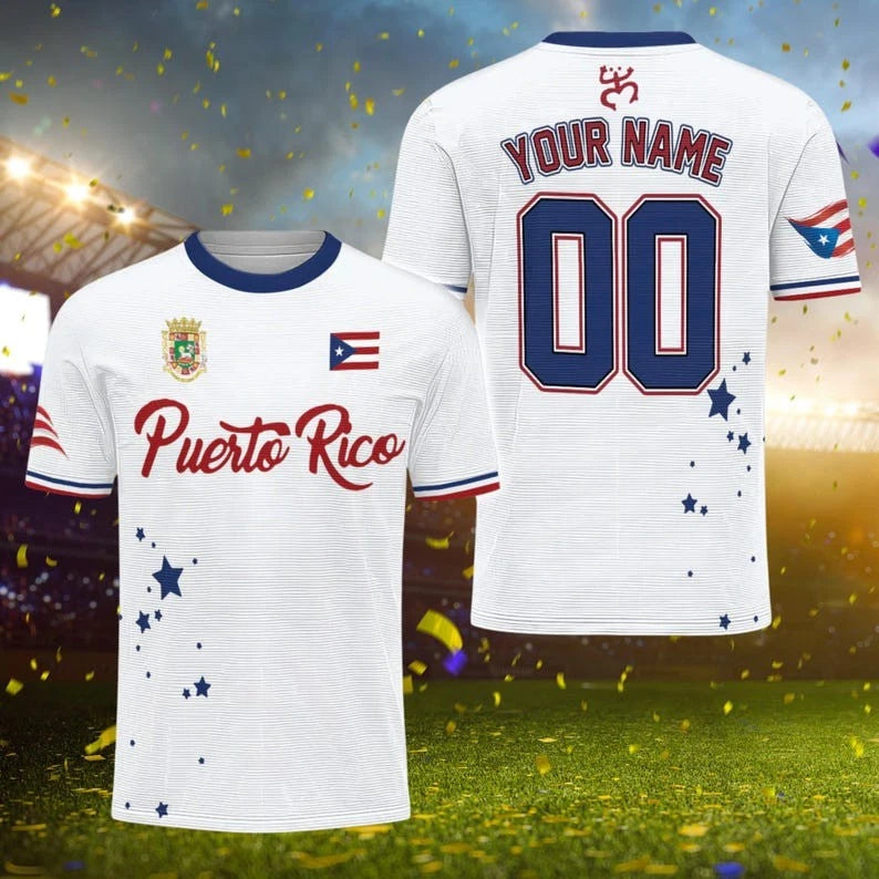 Personalized Puerto Rico Soccer Jersey: Boricua Flag, Custom Name & Number