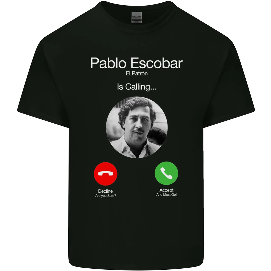 Pablo Escobar El Patron Is Calling Mens Cotton T-Shirt Tee Top