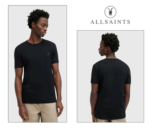 AllSaints Mens Tonic Black TShirt Crewneck Top SS Designer T Cotton Tee BNWT!