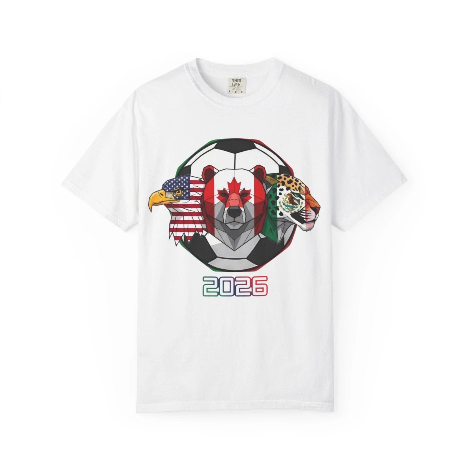 2026 World Cup Soccer - Animal Montage T-shirt | Canada Badge, Eagle, Jaguar