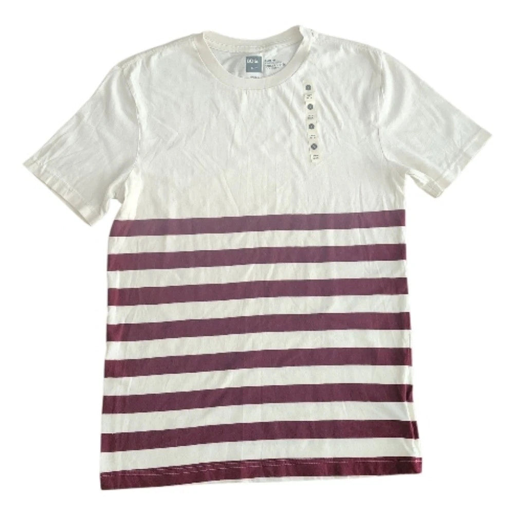 NWT BDG Urban Outfitters Cream and Burgundy Crew Neck Slim Fit Tee Sz S