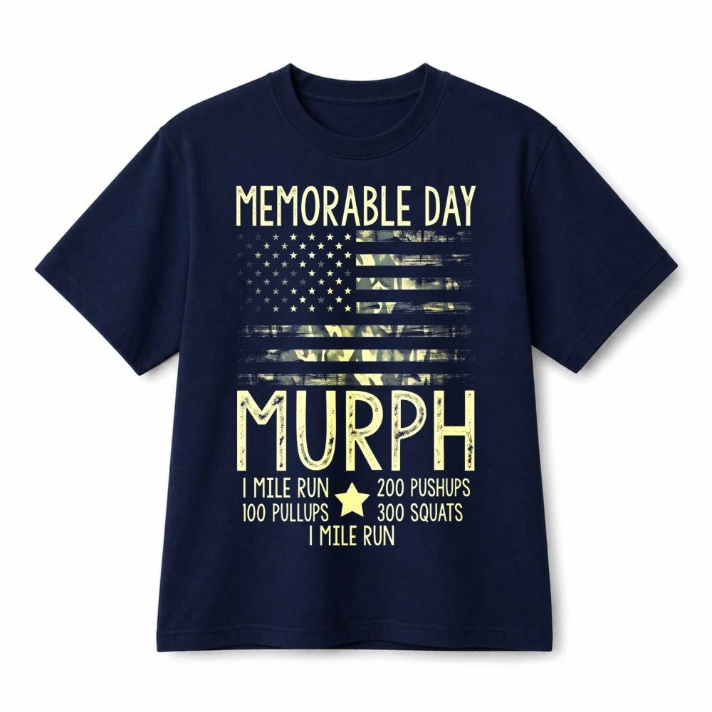 Memorable Day Murph Workout Patriotic Retro Graphic Cotton T‑Shirt Unisex