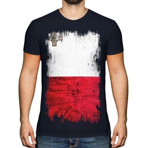 Malta Grunge Flag Men T-Shirt Maltese Football Jersey Gift