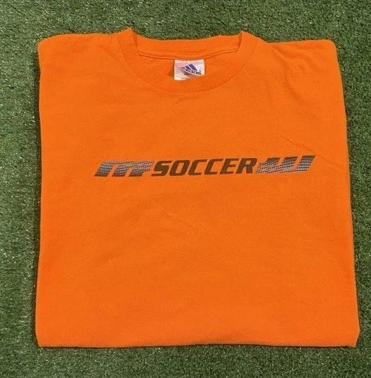 Vintage adidas shirt mens large orange soccer short sleeve 1990s Y2K double side