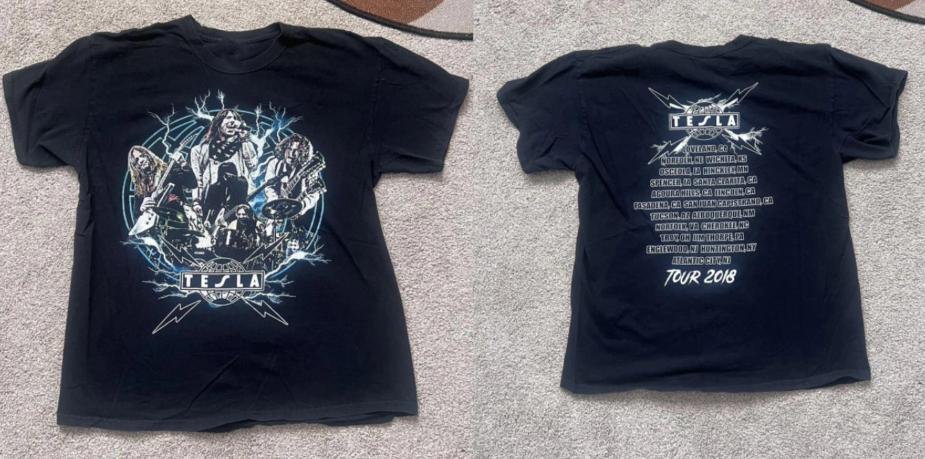 Tesla Tour Band Tee Rock Graphic T Shirt Vintage Style Music USA S-5XL
