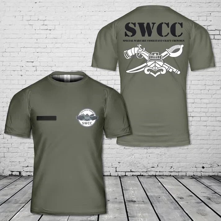 Custom Name SWCC Army Naval Special Warfare Combatant-Craft Crewmen 3D T-Shirt