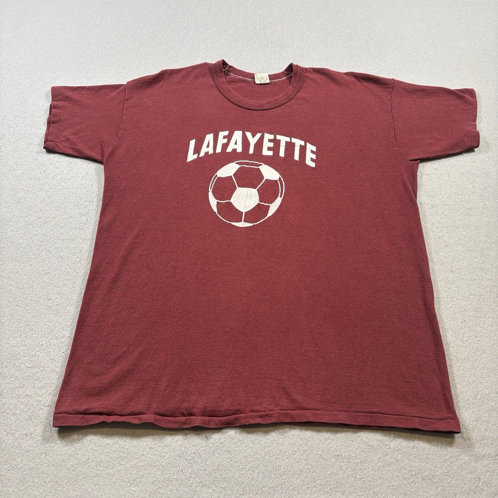 Vtg Russell Athletic T Shirt Mens XL 46-48 USA Made Lafayette Soccer Maroon