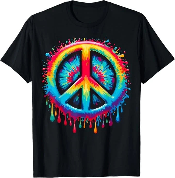 Tie-Dye Peace Sign Drip Hippie T-Shirt