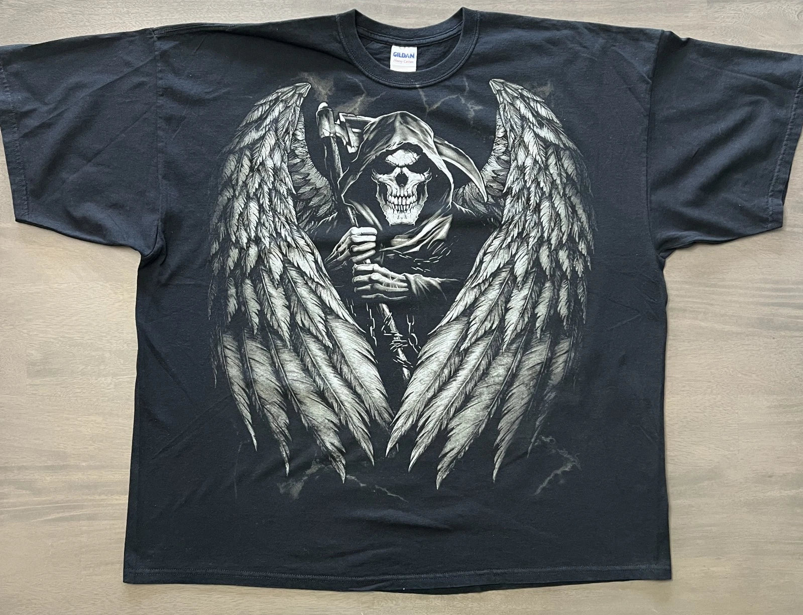 Vintage y2k Winged Grim Reaper Affliction Style Graphic TShirt 3XL Free Shipping