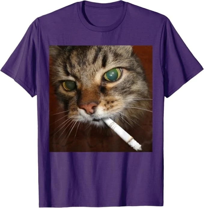 Cat Meme Cat Smoking Cigarette T-Shirt