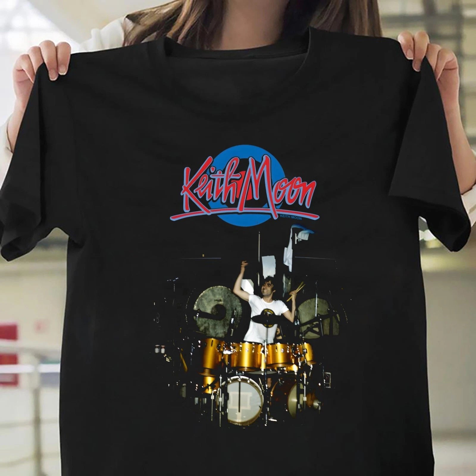 Keith Moon On Stage Graphic Print Unisex Shirt S-3XL Q1478
