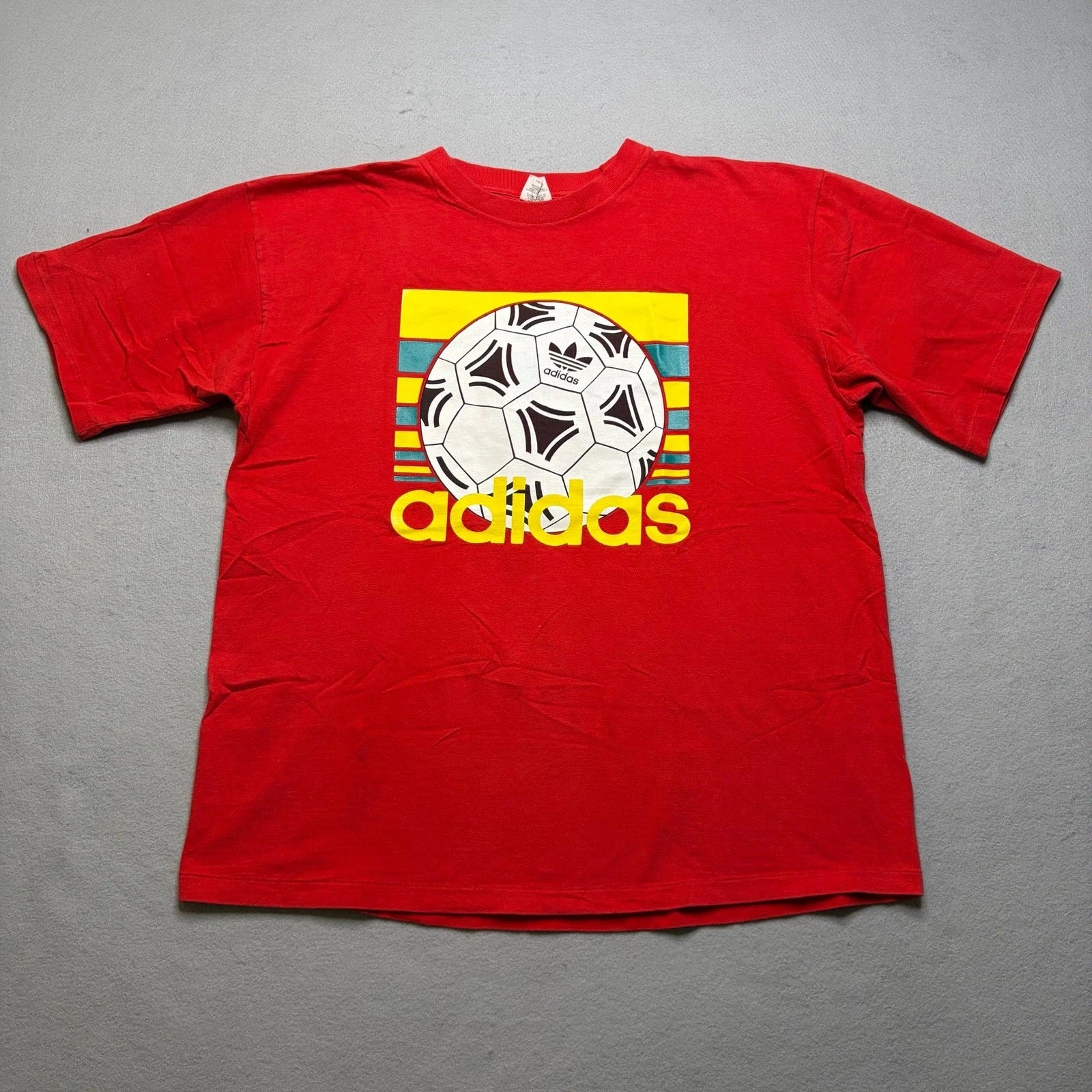 Vintage Adidas Soccer Ball Graphic T Shirt Men’s XL Red Made In USA 90s