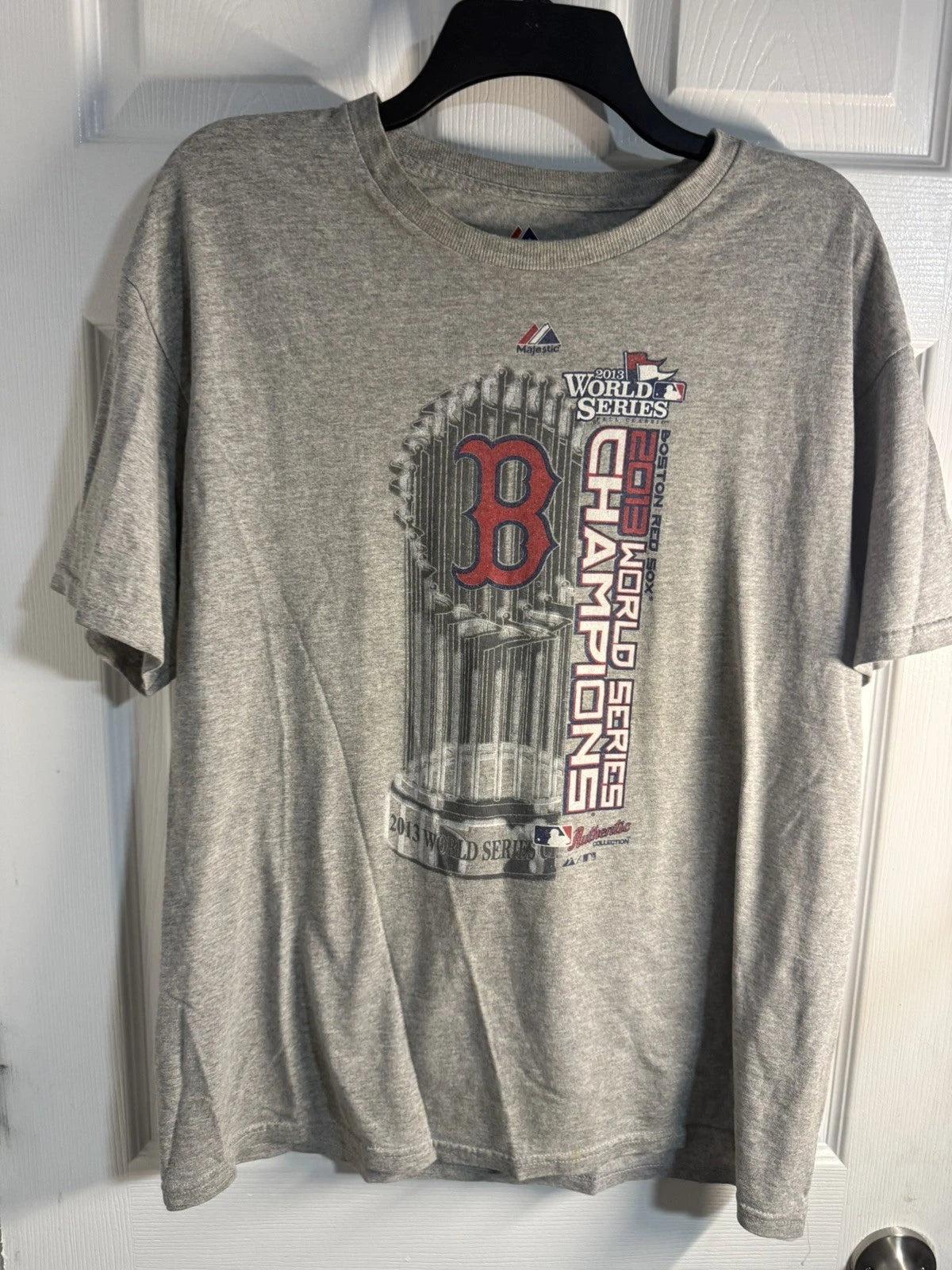 Boston Red Sox T-Shirt Mens L  Grey 2013 World Series Champions Graphic Tee