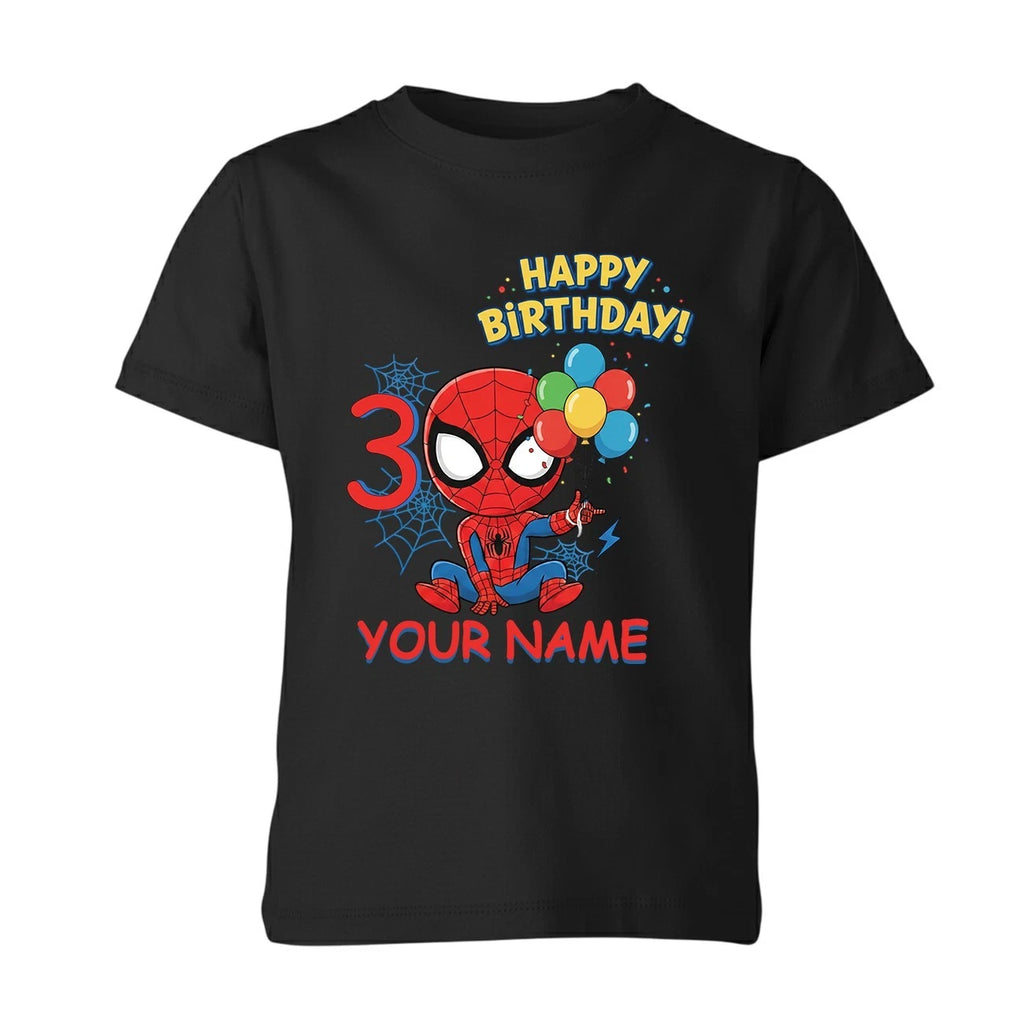 Personalised Birthday Superhero Kids T Shirt Boys Girls Custom Name Age Tee