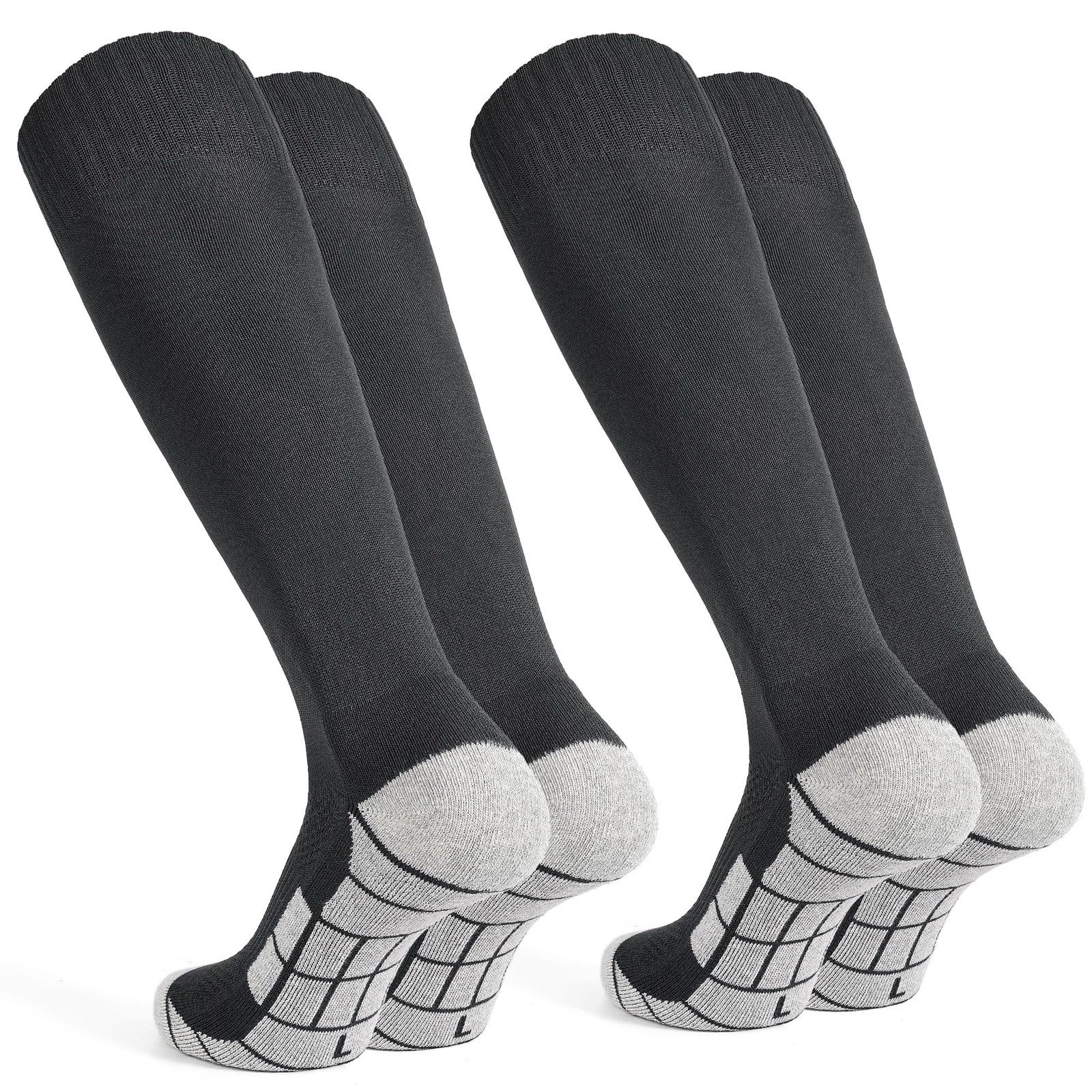 Black White Soccer Socks 2 Pairs Team Sports Athletic Football Baseball Long