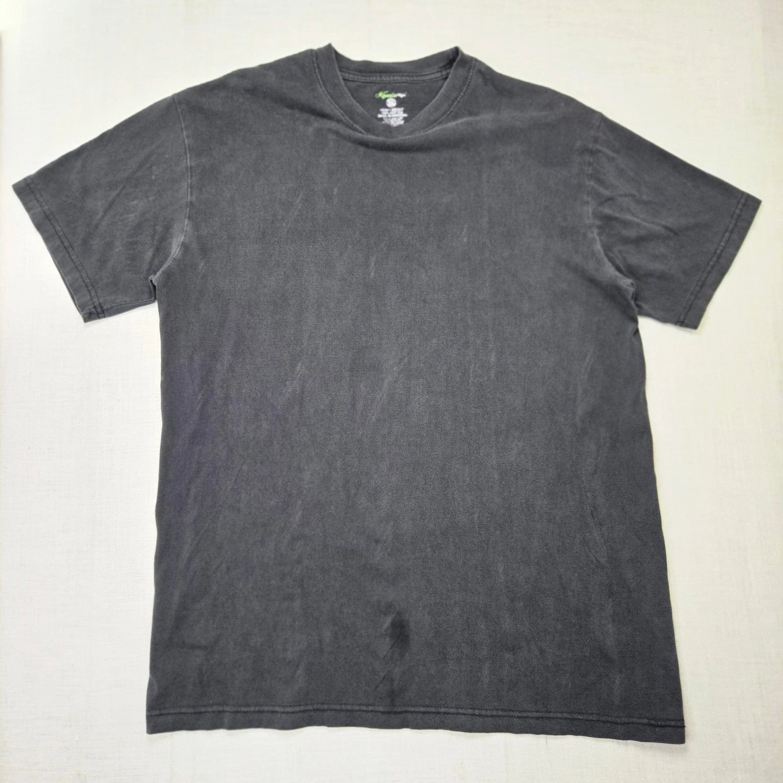 V5G Konainwear Heavyweight Blank T Shirt Black Mens XL Faded Cotton Short Sleeve
