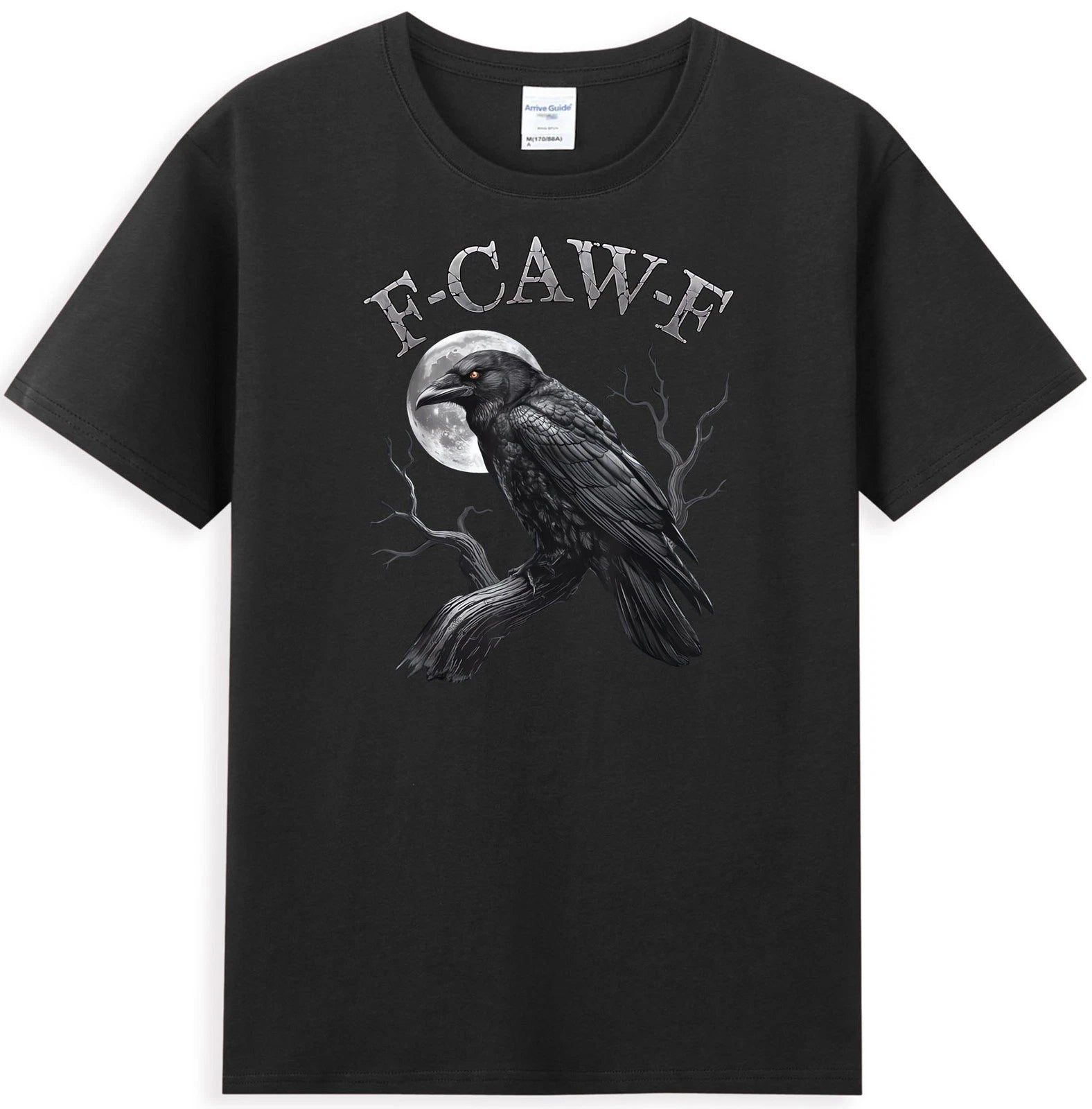 Black Crow F-Caw-F Funny Black Bird Moon Gothic Pattern Men's T-Shirt